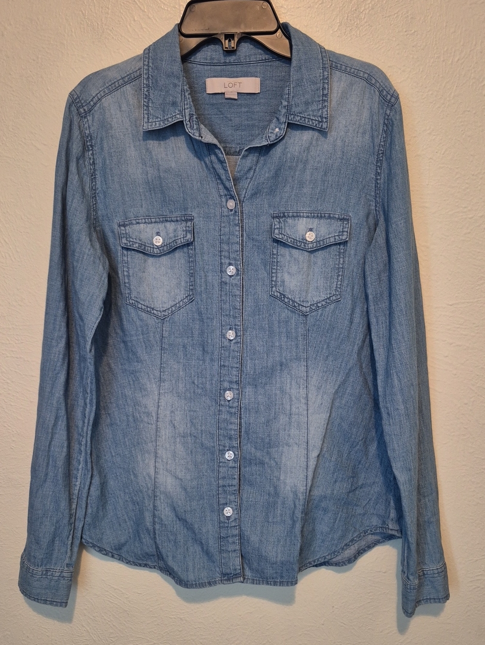 LOFT Light Blue Denim Button-Down Shirt